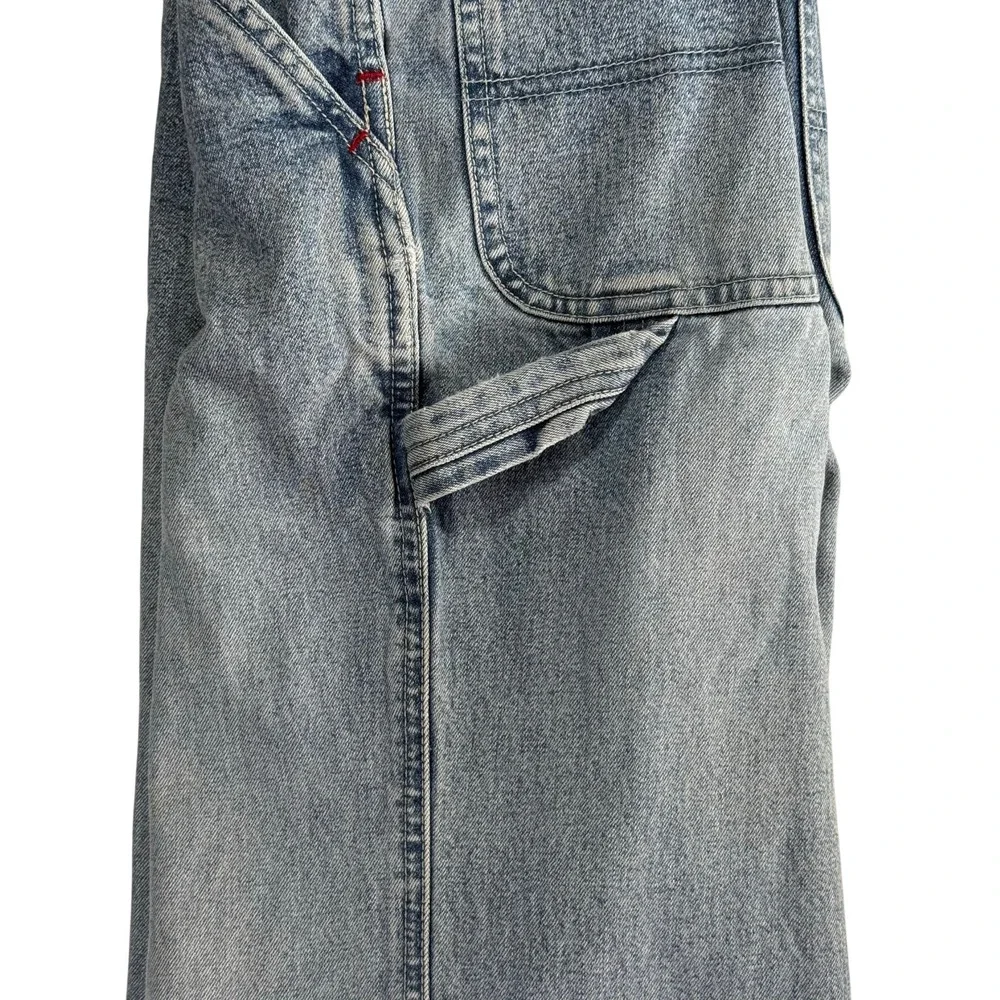 Vintage 90s GAP Denim Overalls Girls Medium Wide Leg Adjustable Straps